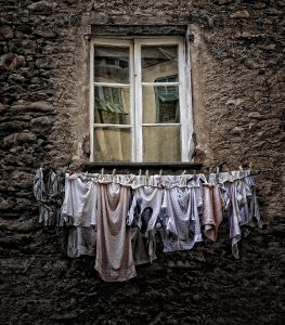 Washing drying outside a window